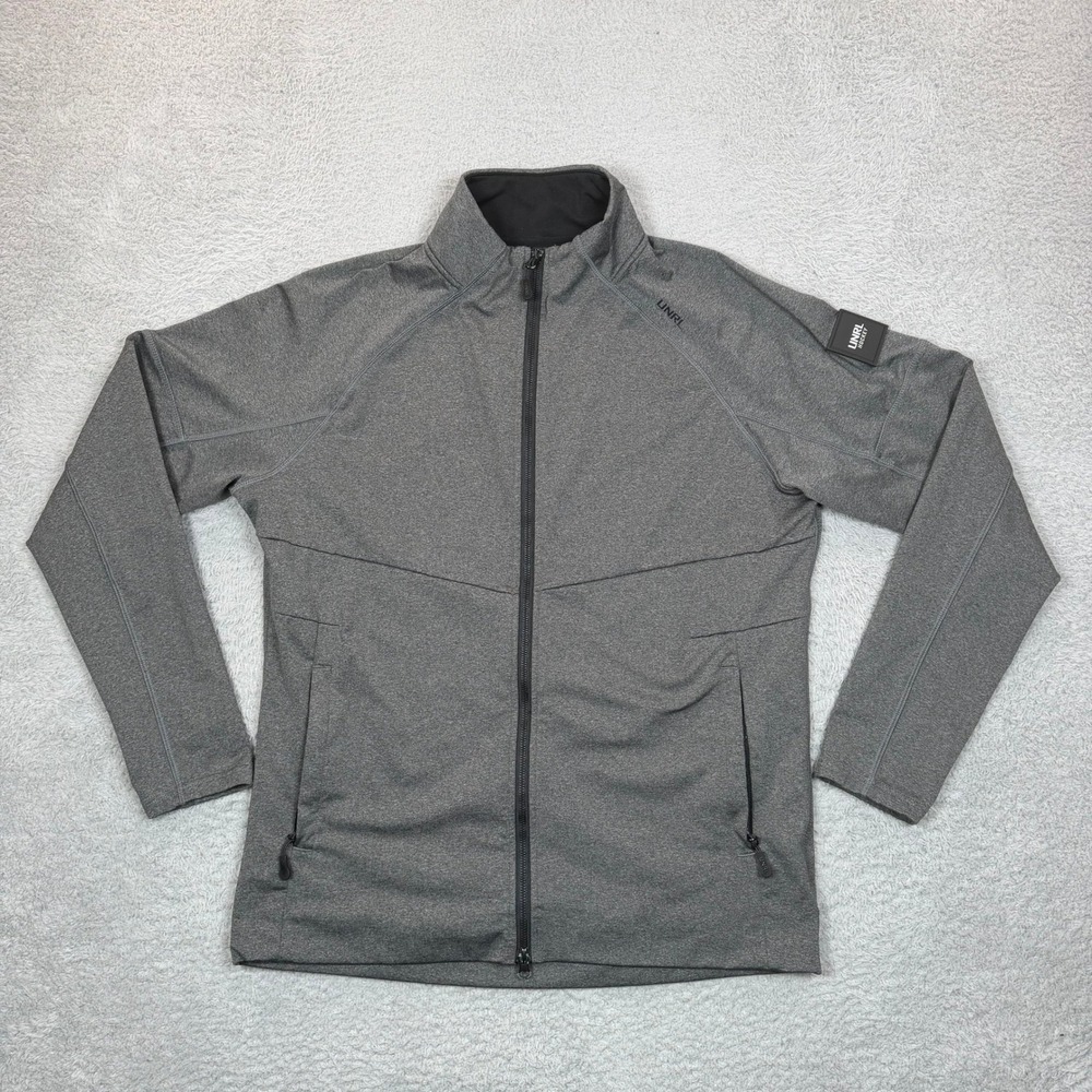 UNRL Hockey Mens Large Gray Full Zip Performance Jacket Heathered Stretch Tech